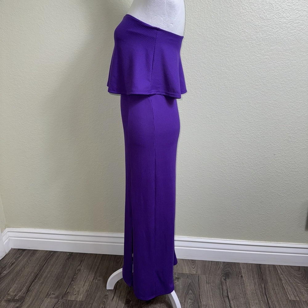 See You Monday Purple Ribbed Strapless Popover Maxi Dress XS D8405M - Picture 4 of 7